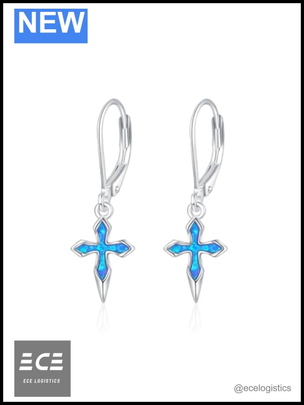 Sterling Silver Cross Dangle Earrings Leverback Christian Gift for Women